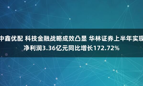 中鑫优配 科技金融战略成效凸显 华林证券上半年实现净利润3.36亿元同比增长172.72%